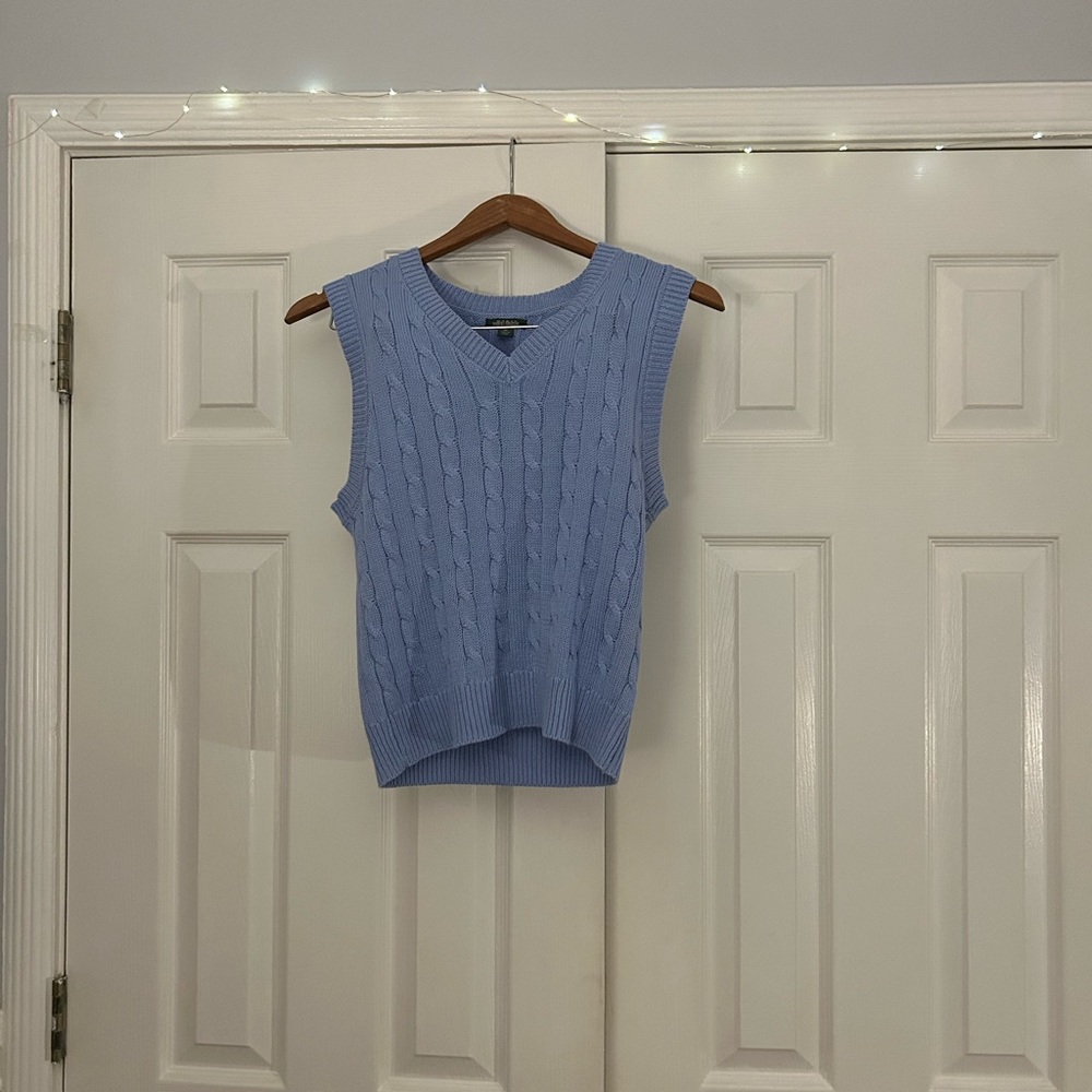 blue knit vest